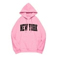 thumbnail image 2 of New York Hoodies for Women 2025 Fall Winter Long Sleeve Hooded Sweatshirt with Pockets Pullover Tops Streetwear, 2 of 4