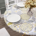 thumbnail image 4 of Round Vinyl Fitted Tablecloth with Flannel Backing Elastic Edge Design Table Cover Waterproof Oil-Proof PVC Table Cloth Stain-Resistant Wipeable for Round Table, 4 of 6