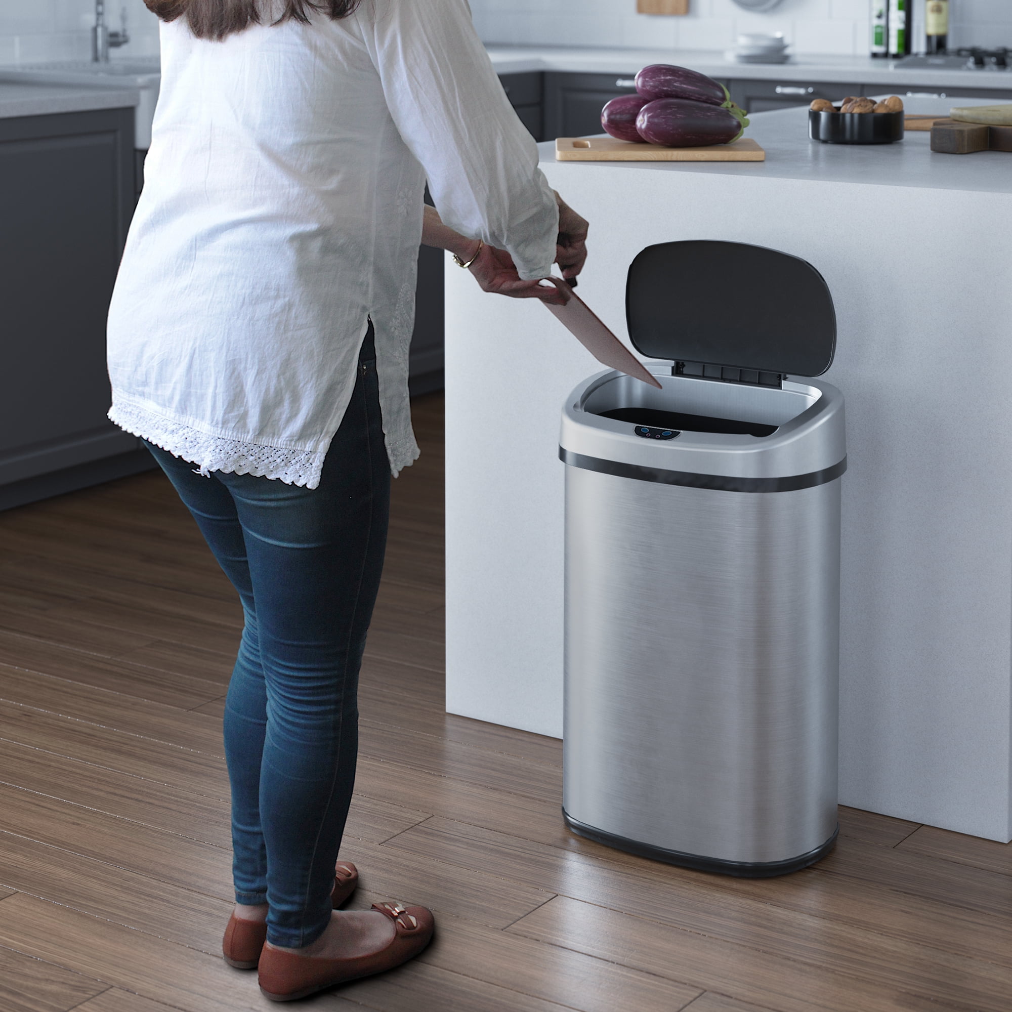 iTouchless IT13RX 13 Gallon Touchless Kitchen Garbage Trash Can, Stainless  Steel, 1 Piece - Fred Meyer