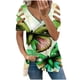 thumbnail image 1 of Elegante blusa estampada con cuello en V para mujer, camiseta suelta de manga corta con cremallera OAVQHLG3B Store  lin121212, 1 of 4