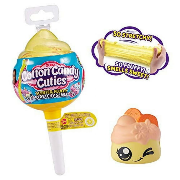 Oosh Cotton Candy Cuties Scented, Squishy, Stretchy Slime with Collectible Cutie Slow Rise Toy (Yellow) by Zuru