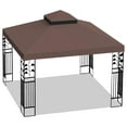 thumbnail image 7 of 10x10 Ft Gazebo Replacement Canopy Top - Double Tiered Outdoor Patio Shade Cover - UV Resistant Polyester Canopy - Brown, 7 of 7