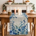 thumbnail image 2 of Table Runner 72 Inches Long for Kitchen Dining, Spring Blue Floral Dresser Scarf Farmhouse, Dining Table Decorations for Wedding/Parties, Farmhouse Weeping Floral Leaves Burlap 16 x 72 In, 2 of 8