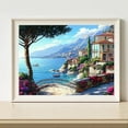thumbnail image 3 of 5D Diamond Painting Kit, Scenic Coastal Village , Round Drill, 30x40 cm, for Home Wall Decor [Unframed], 3 of 4
