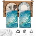 thumbnail image 5 of Teal Blue Coastal Wave Kitchen Towels Set of 2, Modern Summer Ocean Beach Sea Absorbent Dish Towels for Kitchen, Microfiber Hand Towel, Quick Drying Tea Towel for Cleaning Decorative Dishcloths, 5 of 7