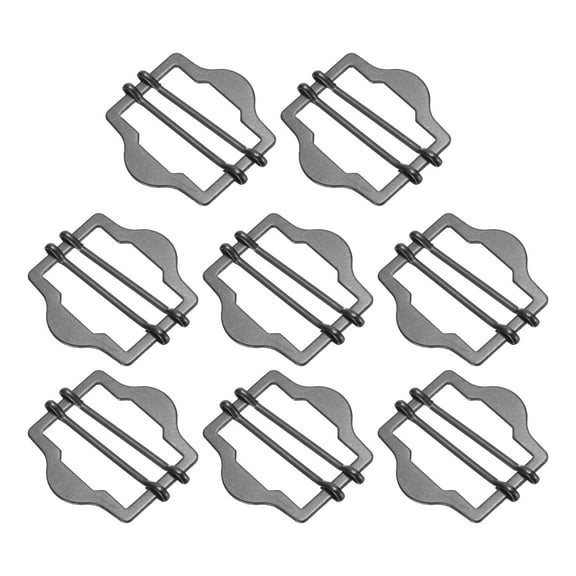 8Pack Metal Adjuster Slide Buckles, 30mm Webbing Strap Roller Pin Clip (Black)