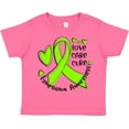 thumbnail image 3 of Inktastic Love, Care, Cure Lymphoma Awareness Lime Green Ribbon Hearts Boys or Girls Toddler T-Shirt, 3 of 5