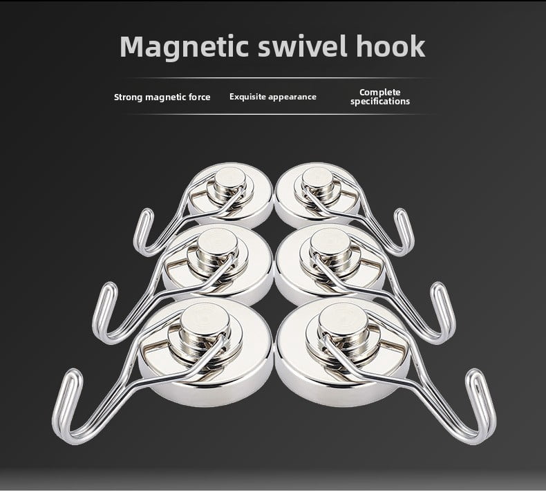 XIHAMA Pack of 10 180° Rotating Magnetic Hooks - Silver G16 - Drill-Free Installation