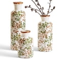 thumbnail image 2 of LE TAUCI Vases, 9.8" & 7.3" & 5.0" Ceramic Vases, Ivory Green & Brown Floral Vase for Home Decor, Vintage Farmhouse Decorative Flower Vases for Table, Bookshelf, Living Room, Bedroom & Entryway, 2 of 9
