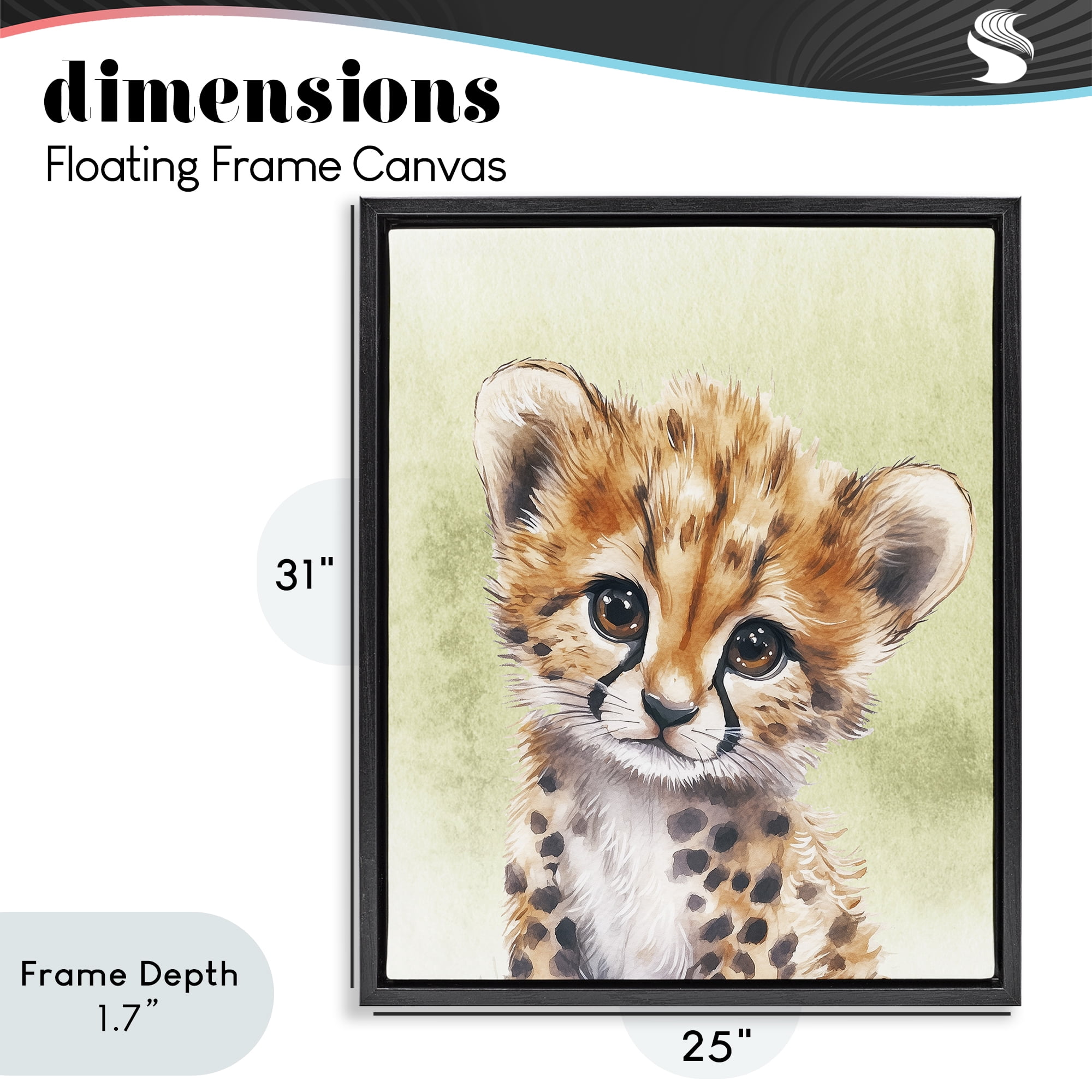 Stupell Industries Jungle Friends Baby Cheetah Black Framed Floater Canvas Wall Art, design by Christine Simpson Art