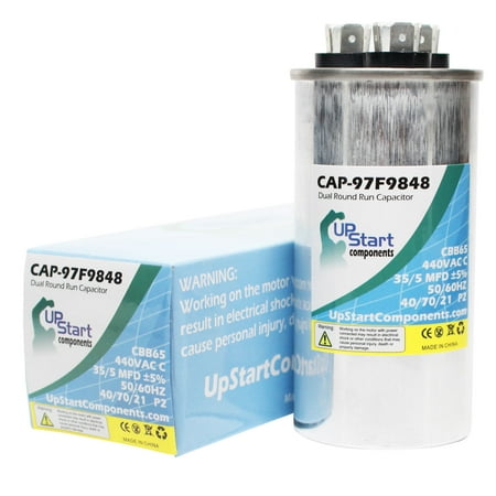 

35 / 5 MFD 440 Volt Dual Round Run Capacitor Replacement for GE Z97F9837 - CAP-97F9848 UpStart Components Brand