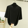 thumbnail image 2 of IYYVV Short Sleeve Shirts for Women Summer Fashion 2025 Turtleneck Shirts Women Casual Solid Loose Comfy Going Out Tops Black XXL, 2 of 4