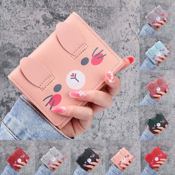 Women's Compact Trifold Wallet Card Holder Organizer with Transparent ID Window for Secure Everyday Use