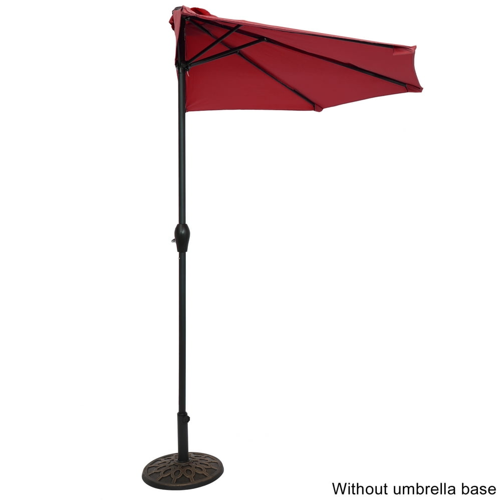 Kepooman 9Ft Half Round Umbrella, Waterproof Patio Wall Balcony Door Window Sun Shade, Without Base, Wine Red Kepooman 9Ft Half Round Umbrella, Waterproof Patio Wall Balcony Door Window Sun Shade, Without Base, Wine Red