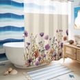 thumbnail image 5 of No Hook Shower Curtain, Purple Red Spring Floral Shower Curtains for Bathroom with See Through Top Window, Watercolor Botanical Summer Flowers Waterproof & Washable Bath Curtain Stall 48"x72", 5 of 9