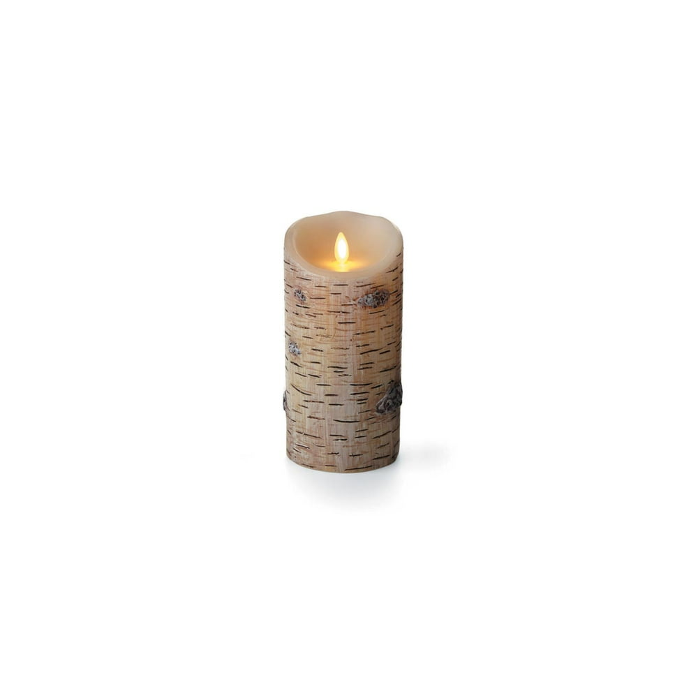 Luminara Birch Bark Pillar Candle 7 inches