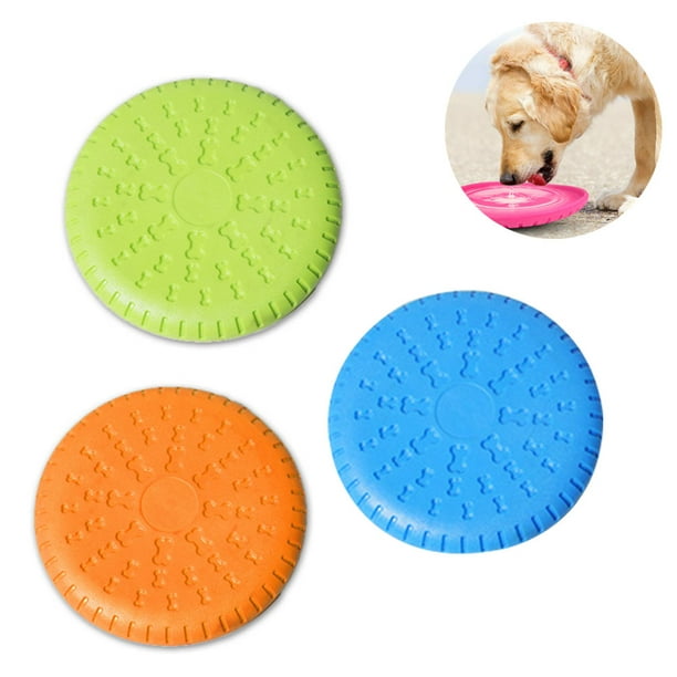 Paquete de 3 discos voladores para perros, disco volador para perros, juguetes duraderos para perros, platillo volador flotante de goma natural para piscina de agua y playa Adepaton 2035150