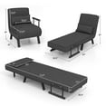 thumbnail image 3 of Costway Folding 6 Position Armchair Lounge Couch Convertible Sleeper Bed  w/ Pillow Gray, 3 of 10