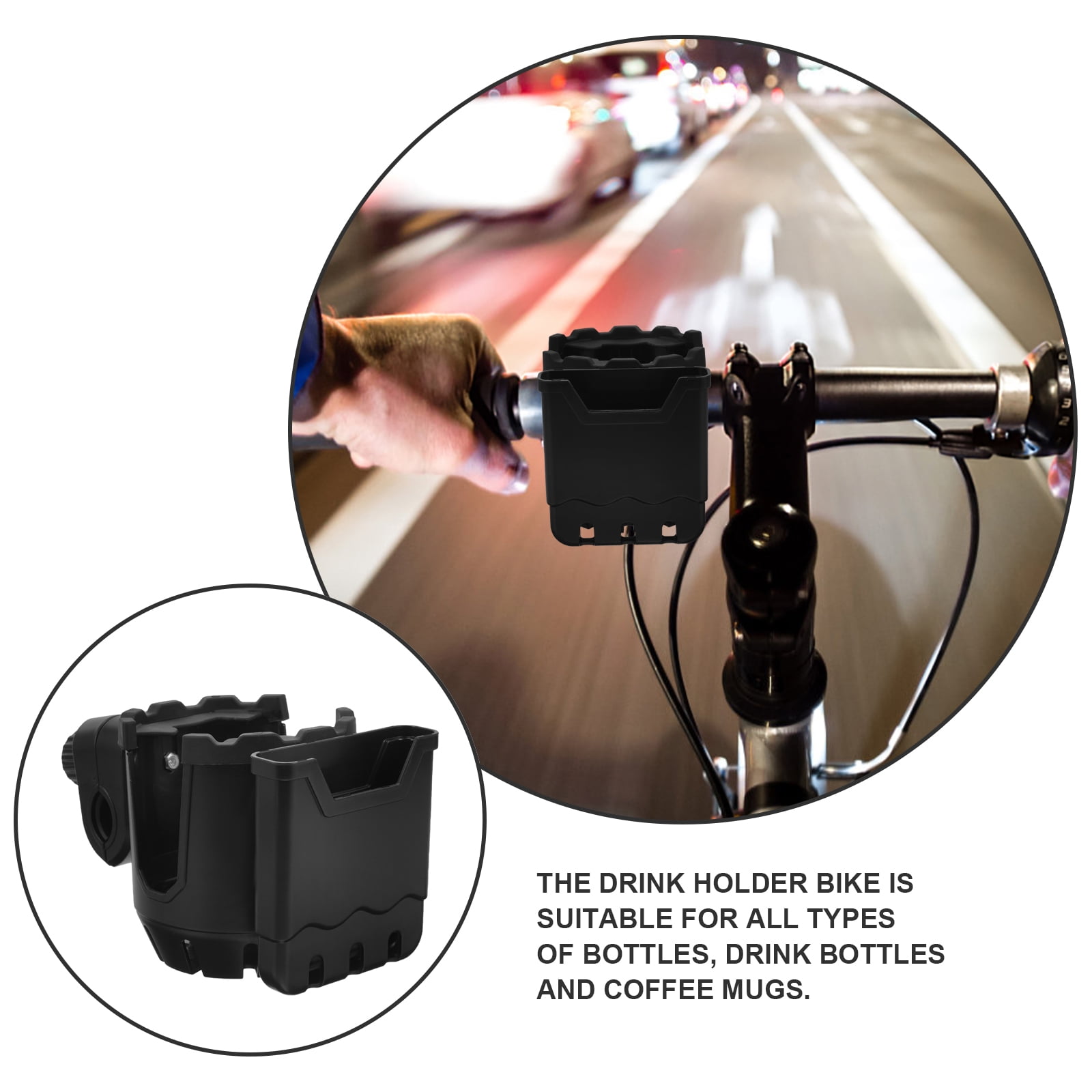 Supvox Adjustable Wheelchair Cup Holder Black ABS for Strollers and Walkers 5Pcs
