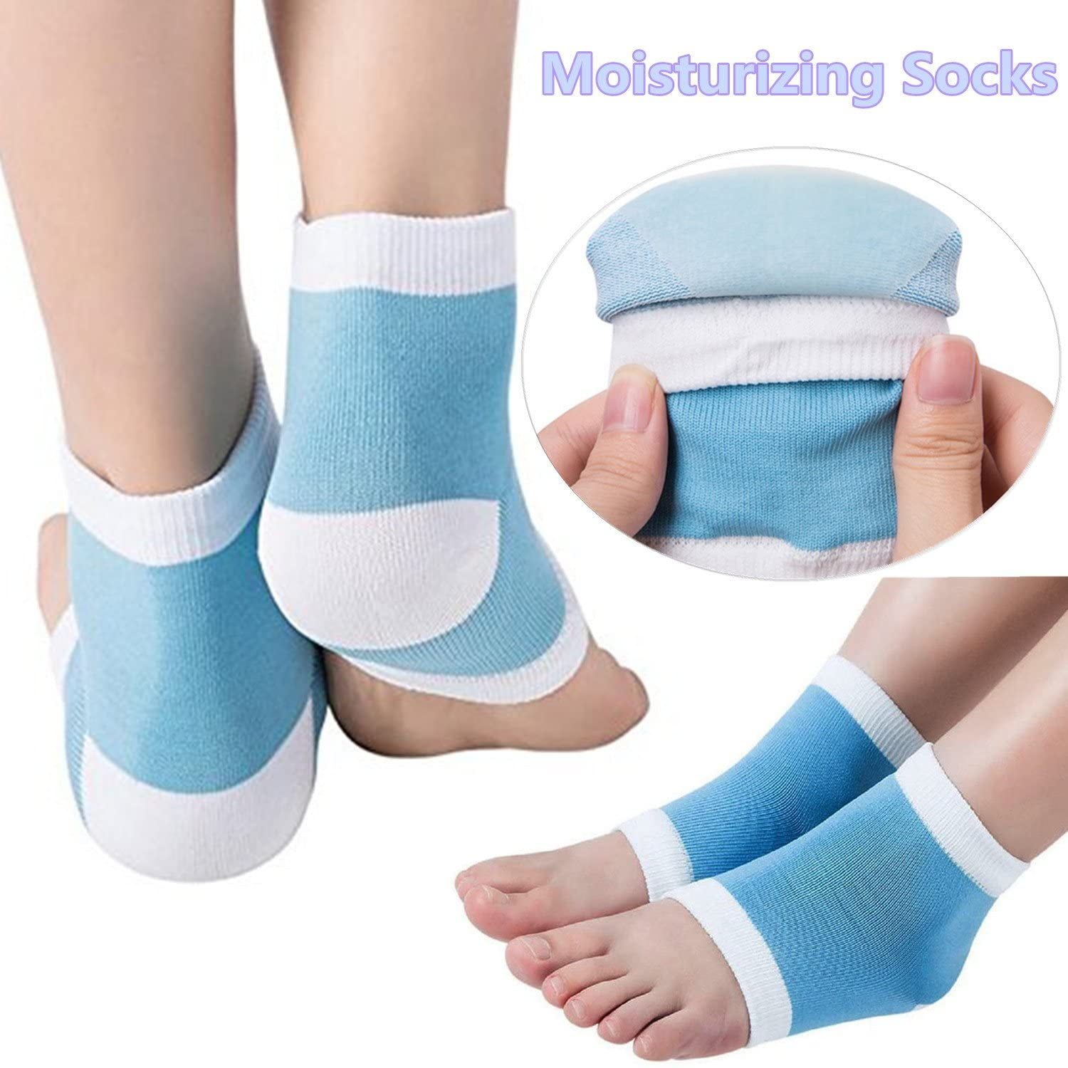 Moisturizing Socks, 1 Pairs-Moisturizing/Gel Heel Socks for Dry Cracked  Heels, Open Toe Socks, Ventilate Gel Spa Socks to Heal and Treat Dry, Gel