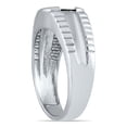 thumbnail image 2 of SZUL Women's Men's Ridged Onyx and Diamond Ring in 10K White Gold, 2 of 5