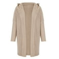 thumbnail image 5 of IROINNID Cardigan for Women Open Front Long Sleeve Solid Hooded Knit Cardigan Long Sweater Coat,Khaki, 5 of 7