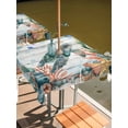 thumbnail image 2 of Outdoor Tablecloths with Umbrella Hole & Zipper, Sea Turtle Coastal 54x54 Inch Square Tablecloths, Summer Nautical Starfish Coral Grey Wooden Waterproof Table Cloth, Patio/Pool/Picnic Table Covers, 2 of 8