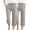 Gray&Gray, variant on Iugvhana 2-Pack Linen Capri Pants for Women Plus Size Casual Drawstring Elastic High Waist Cropped Pants Straight Loose Wide Leg Capris with Pockets Khaki&Khaki XL