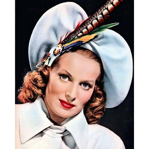 Maureen O'Hara portrait in white outfit & hat Miracle on 34th Street 8x10 photo