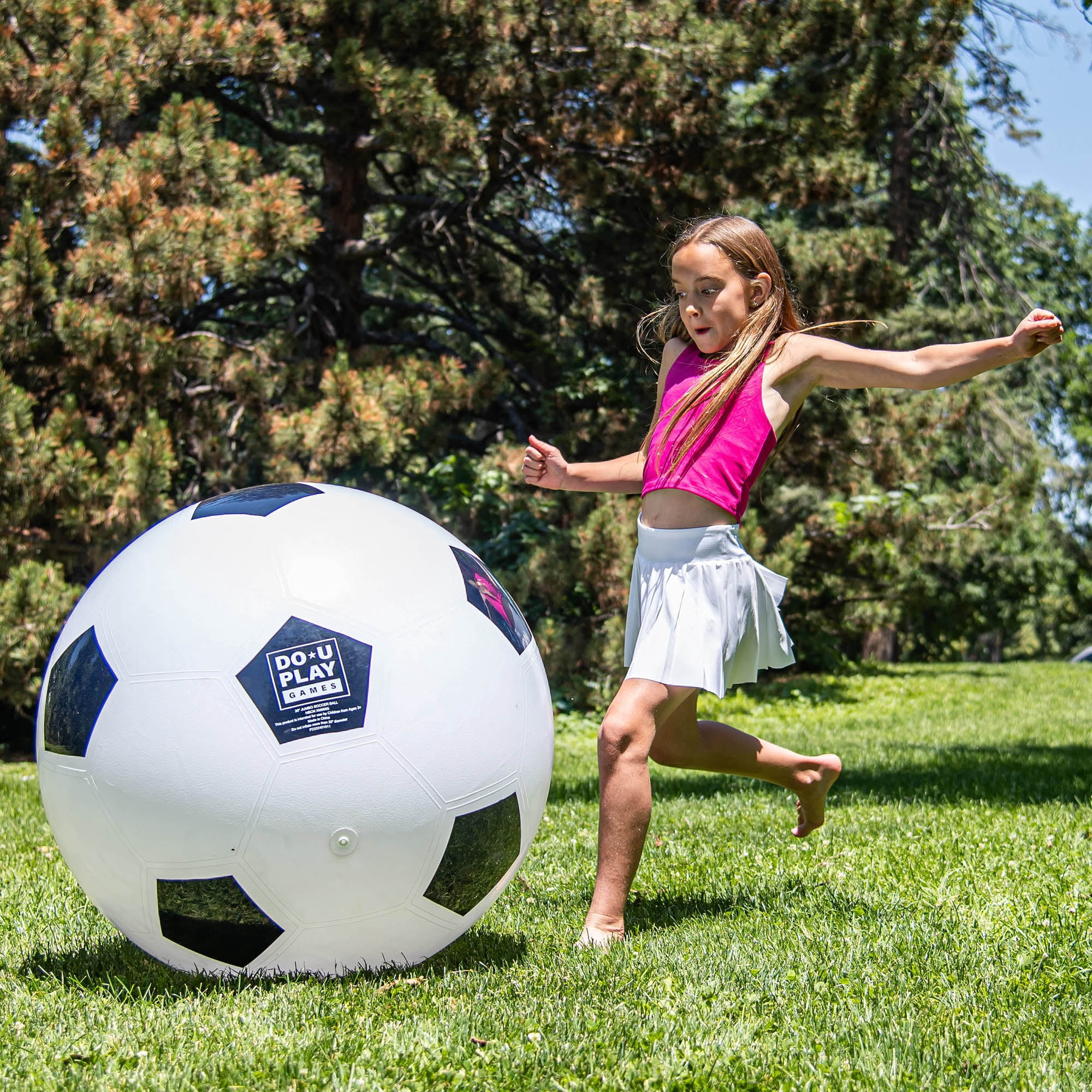 Do-U-Play: Jumbo Soccer Ball - 30" Inflatable Ball, Outdoor Sports Play, Kick-Chase-Bounce, Hand Pump, Easy Inflate & Deflate, Adults & Kids Ages 3+