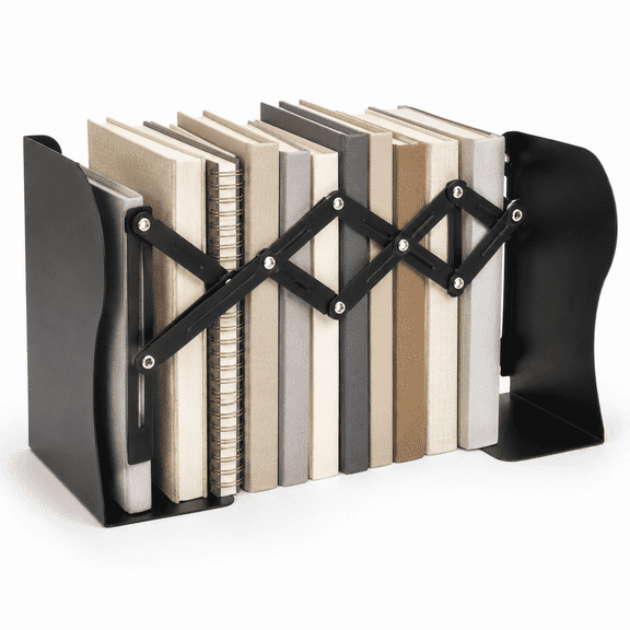 Kabuer Adjustable Expandable Metal Bookends for Desk and Shelves, Black