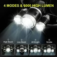 thumbnail image 2 of Headlamp Rechargeable, Head Lamp 6000 Lumen Super Bright LED Head Light, 4 Modes Waterproof Head Flashlight for Adults Outdoor Camping Running Cycling, 2 of 6