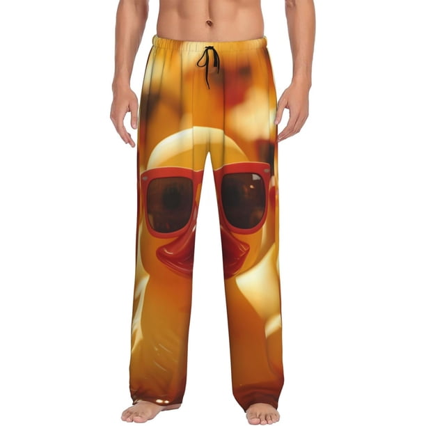 Fotbe Sunglasses Yellow Duck Pantalones de Pijama para Hombre, Pantalones de Dormir, Pantalones de Casa con Cintura Ajustable y Bolsillos-X-Large