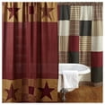 thumbnail image 3 of VHC Brands Ninepatch Star Bath Decor, Shower Curtain w/ Patchwork Borders, Red, 72x72, 3 of 7