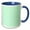 Blue/White, variant on 3drose, Mint Green and White Chevron Zig Zag Stripes Pattern Retro and Stylish, 11oz Two-tone Black Mug