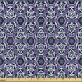 thumbnail image 2 of Ambesonne Traditional Fabric by the Yard Upholstery, Eastern Mosaic Floral, 1 Yard, Violet Dark Purple and White, 2 of 5