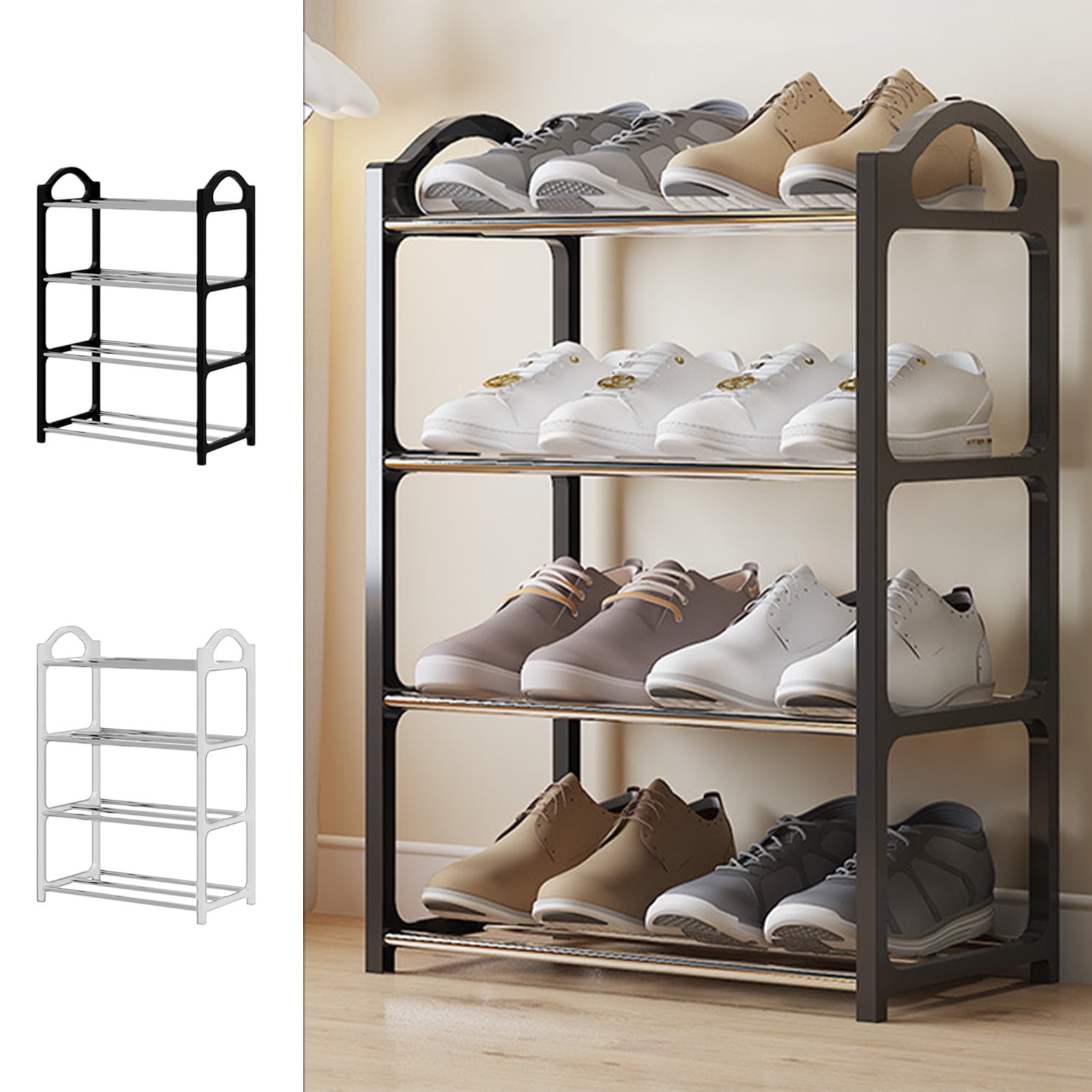 pstuiky Doorway Handrail Shoe Rack Plastic 4-Tier Storage Space Saving Entryway Shoe Storage Organizer Home Mudroom Use