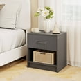 thumbnail image 2 of Costway Modern Nightstand Bedside Table with Drawer Open Storage Shelf for Small Spaces Dark Gray, 2 of 10