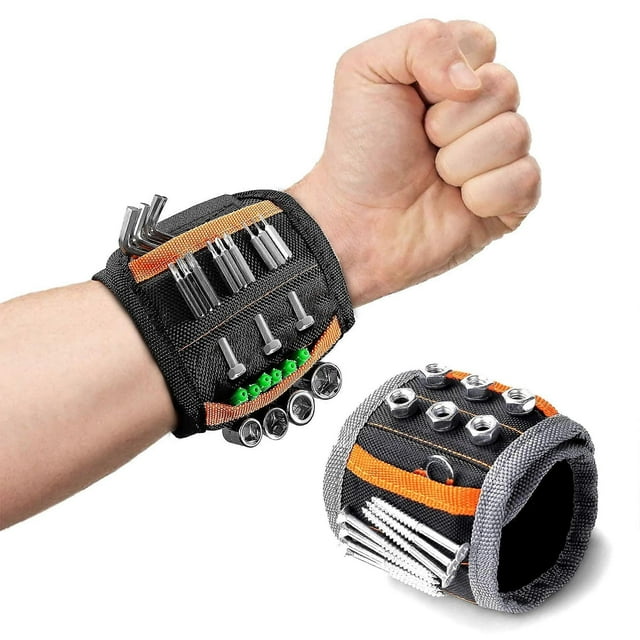Pulsera magnética para sujetar tornillos, herramientas y brocas mientras trabajas. Portaherramientas. Gadgets geniales para hombres. Regalos para hombres.