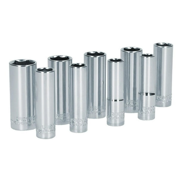 Juego De 9 Dados Largos Milimétricos Surtek 3/8 S12M