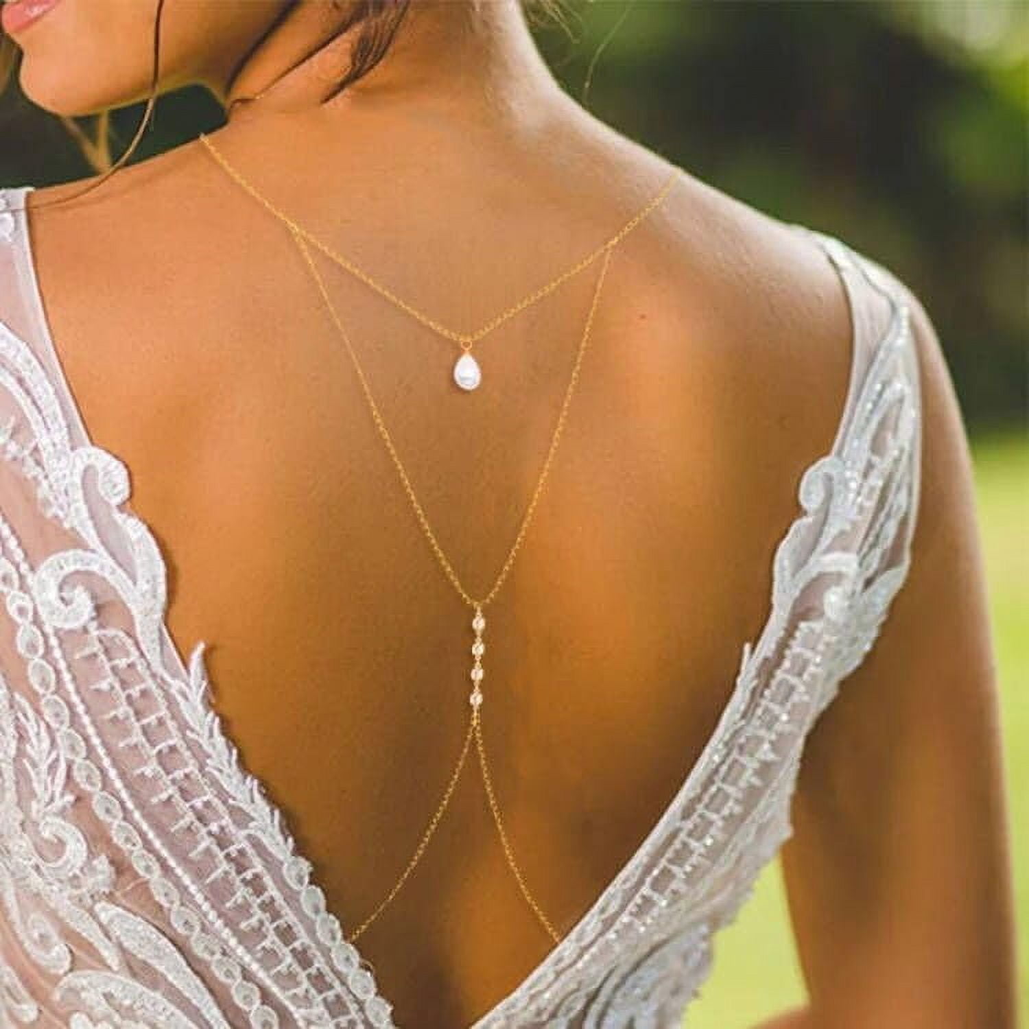 Adjustable Back Necklace Pearl Drop Back Chain Necklace - Y-Style Body Jewelry For Backless Dresses & Wedding Gowns Y-style Necklace Adjustable Back Necklace Pearl Drop Back Chain Necklace - Y-Style Body Jewelry For Backless Dresses & Wedding Gowns Y-style Necklace