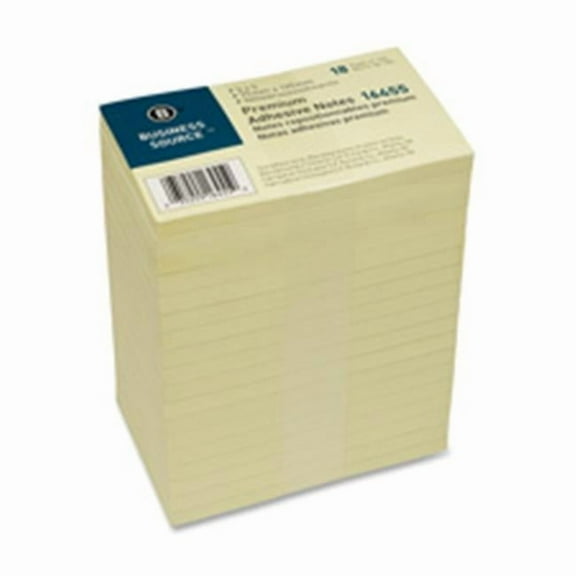 Business Source  Adhesive Note Pads - Yellow - 3 in. x 5 in.