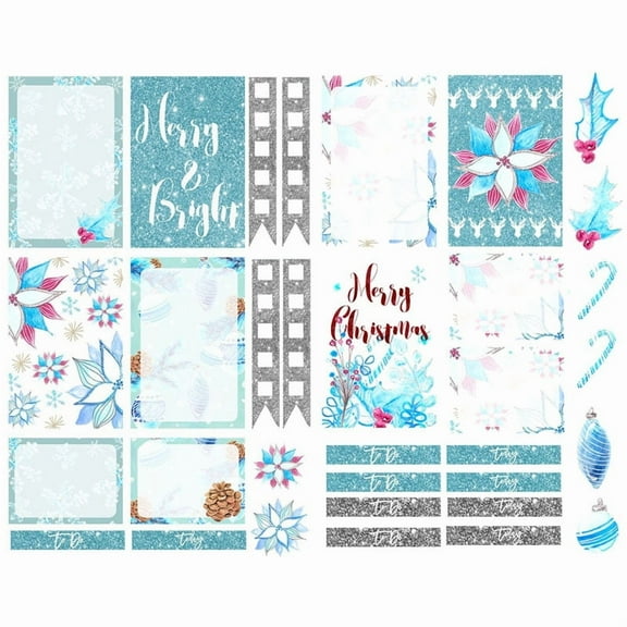 Hello Christmas Winter Snowflake Pattern Kawaii Aesthetic Pastel Art Agenda Journal Planner Stationery Stickers