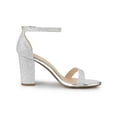 thumbnail image 3 of BLISSFUL STEP Women's Shoes Ankle Strap Open Toe Block Heel Glitter Party Sandals Silver 5.5, 3 of 8