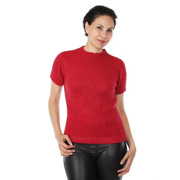 Inca Fashions - Blair Short Sleeve Suri Alpaca Wool Pullover Sweater for Women