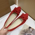 thumbnail image 4 of Miluxas Women Fashion Solid Color Flower Flats Comfort Pointed Toe Dress Oversized Cloth Shoes Red 7.5(40), 4 of 4