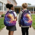 thumbnail image 3 of SCRAWLGOD Basketball Starry Sky Print School Backpack with Adjustable Padded Strap, 17 Inch 600D Polyester Backpack, Lightweight Multi-Pocket Portable Daypack, 3 of 7