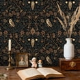 thumbnail image 2 of Whimsical Peel and Stick Wallpaper Intricate Floral Owl Dark Tones Elegant Detailing Wall Mural 23.6in x 9.8ft Self Adhesive Removable Wall Paper Renter Friendly Wallpaper for Kids Bedroom Studio, 2 of 8