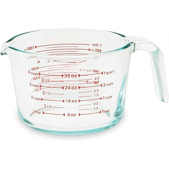 4-Cup Glass Measuring Cup For Baking and Cooking, Dishwasher, Freezer, Microwave, and Preheated Oven Safe, Essential Kitchen Tools