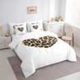thumbnail image 3 of jejeloiu Cartoon Cute Loves 7pcs Bedding Comforter Set,Chic Cheetah Print Queen Bedding Sets,Brown White Queen Sheet Sets For Girls Teens,Microfiber Bedroom Decor Reversible, 3 of 8
